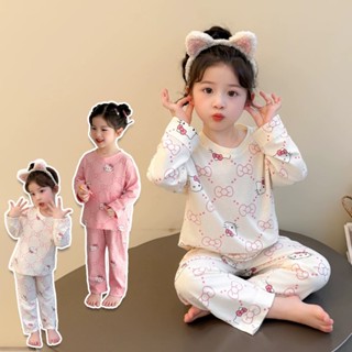 Set Quần Áo Thu Đông In Hình Mèo Size 13-37kg dành cho bé gái,chất Cotton 4 chiều thoáng mát