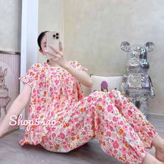 Đồ bộ tole lanh nữ mặc nhà quần dài, áo tay ngắn SHOP5SAO (43-67kg)