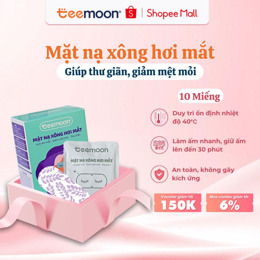 Mặt Nạ Xông Hơi Mắt Chườm Mắt Nóng Teemoon (hộp 10 miếng) - Massage Mắt, Giảm Mỏi Mắt