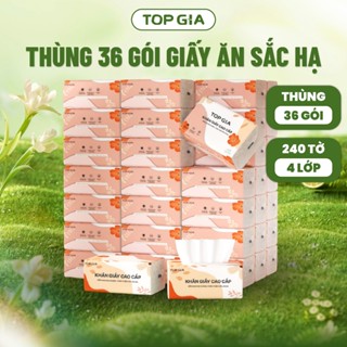 Giấy Ăn Rút Top Gia Thùng 36 Gói Sắc Hạ 240 Tờ 4 Lớp, Bột Giấy Từ Thiên Nhiên An Toàn Cho Sức Khỏe