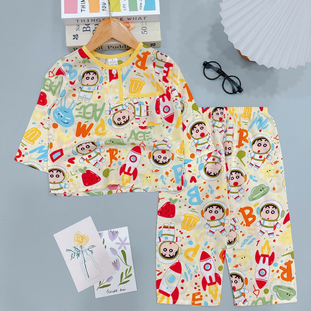 Đồ bộ tole/lanh dài tay bé trai, bộ tole dài quần dài bé trai kem baby shop