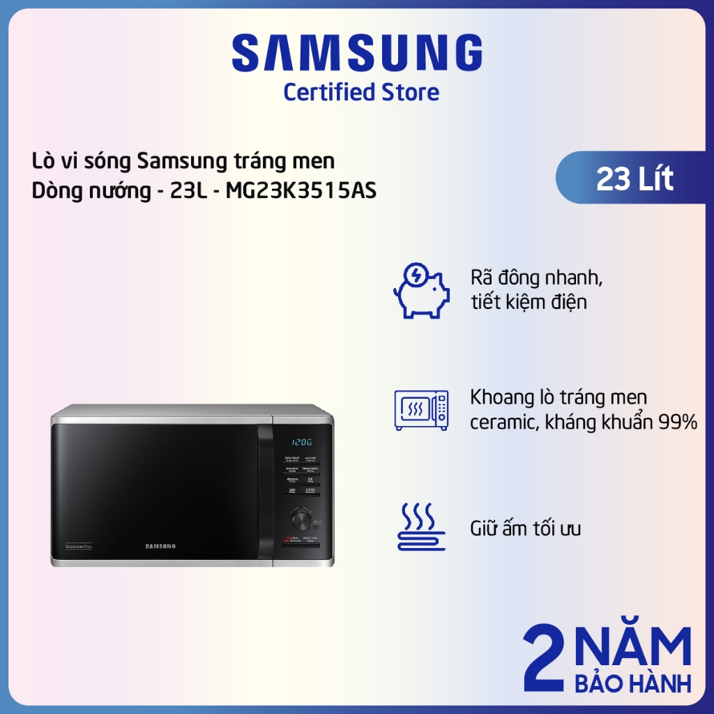 Lò vi sóng Samsung 23L Dòng nướng MG23K3515AS