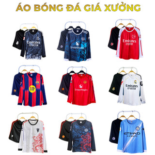  Bộ quần áo đá bóng DÀI TAY các CLB đội tuyển vải thun lạnh co giản thoáng khí cho người lớn trẻ em 