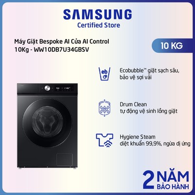 [Shopee - Lắp đặt 0Đ HN HCM][2025] Máy giặt Samsung Bespoke AI EcoBubble In 10Kg WW10DB7U34GBSV -Shopee chỉ lắp HN & HCM