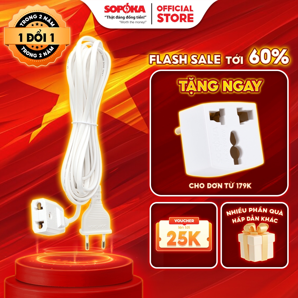 Dây nguồn, dây nguồn phích âm sopoka n8n10 dây 2,3m6,5m bảo hành 2 năm