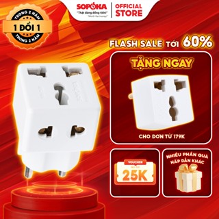 Ổ Chia Điện Thông Minh SOPOKA P15 Chống Tuột Phích, 1 Chia 2 Cửa Có Ổ Cắm 3 Chấu Tiện Lợi Bảo Hành 2 Năm