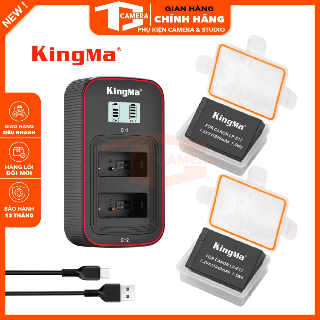 Bộ 2 Pin + 1 Dock Sạc Đôi LP-E17 KingMa Canon LP-E17 Dung Lượng 1040mAh Tặng Kèm Hộp Chống Ẩm Pin . 