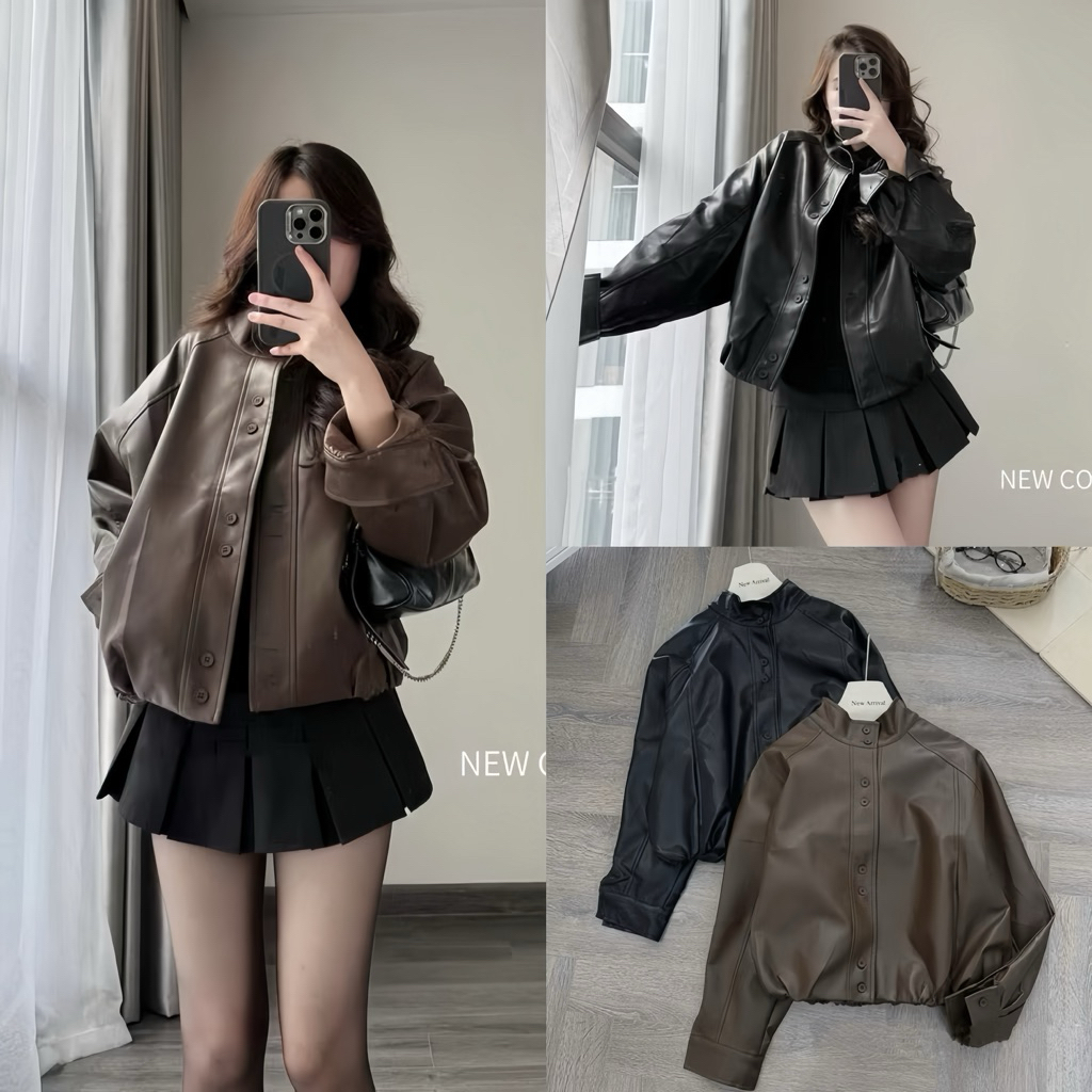 (HÀNG QCCC SẴN) Áo khoác Nữ bomber da bo gấu CỔ TÀU NEW 2025 form OVERSIZE phù hợp cho mùa thu đông | BigBuy360 - bigbuy360.vn