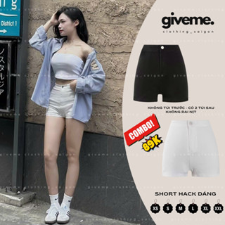 [COMBO 2 QUAN] Quần Đùi Nữ, Quần Đùi Cạp Cao KHÔNG TÚI Hack Dáng Đen Trắng Phong Cách Năng Động Giveme.clothing_saigon