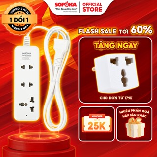 Ổ cắm điện SOPOKA 3B 3C dây 2,5M-4,5M cắm laptop, máy tính, quạt