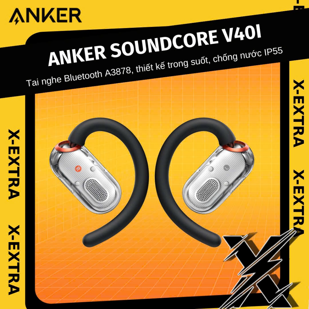 Tai nghe Bluetooth thể thao Anker Soundcore V40i - A3878, thiết kế trong suốt, chống nước IP55, mẫu 