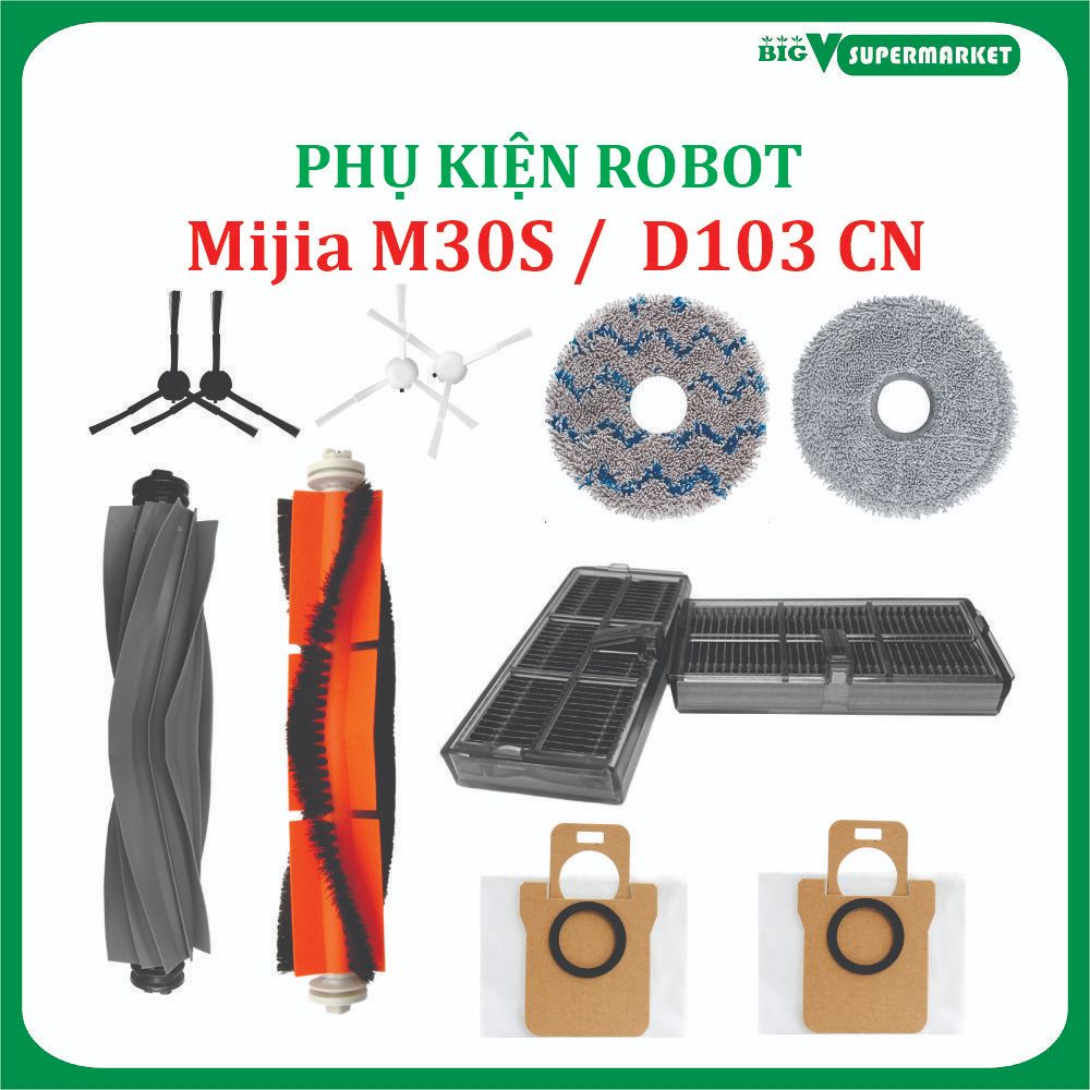 Phụ kiện Robot hút bụi Mijia M30S, D103CN, Lọc hepa , Khăn, Chổi giữa, Chổi cạnh, Túi rác '