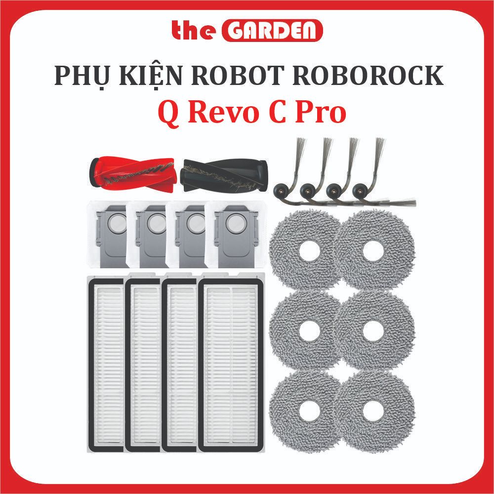 Phụ kiện Robot hút bụi Roborock Q Revo C Pro , Lọc hepa , Khăn, Chổi giữa, Chổi cạnh, Túi rác -