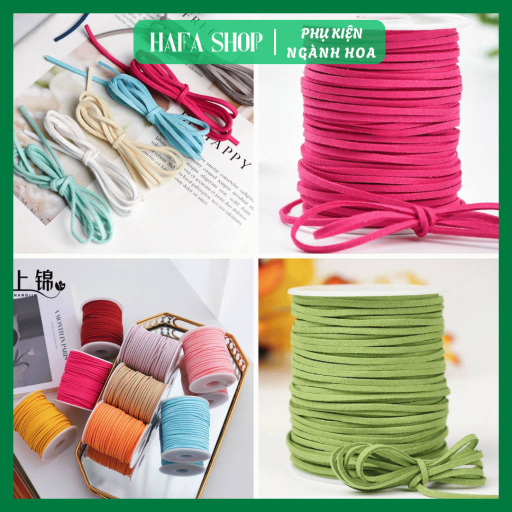 Cuộn Dây Ruy Băng Xốp Sợi Da Lộn, Dài 45m, sợi khoảng 2mm, Cuộn Dây Xốp Dai, Trang Trí Decor Tháp Bánh Giỏ Quà Decor