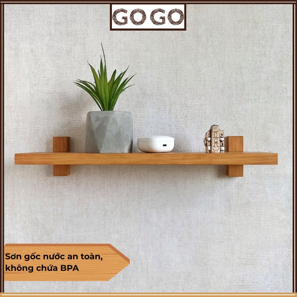 Giá gỗ treo tường Go Go gỗ tự nhiên dercor phòng ngủ, phòng khách, homestay, góc học tập, phong cách