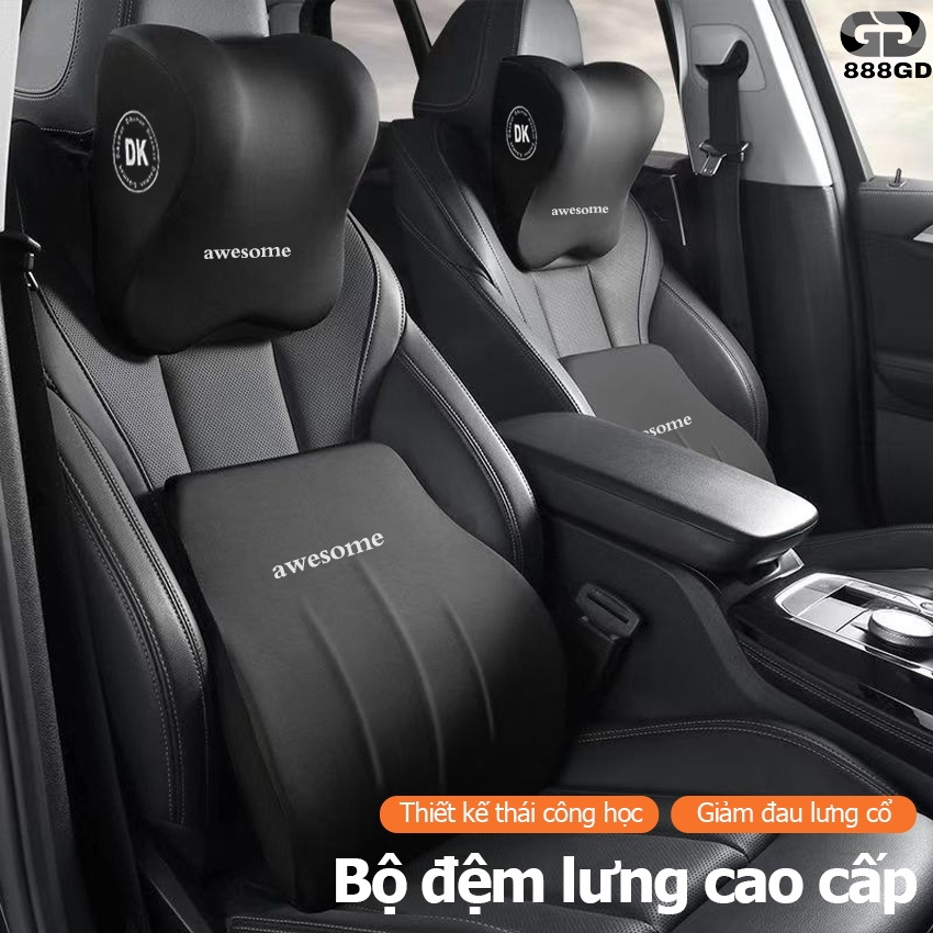 Bộ Tựa Đầu Tựa Lưng Ô tô 888GD Tựa lưng ghế văn phòng Form Mới 2025 Chính Hãng cao cấp