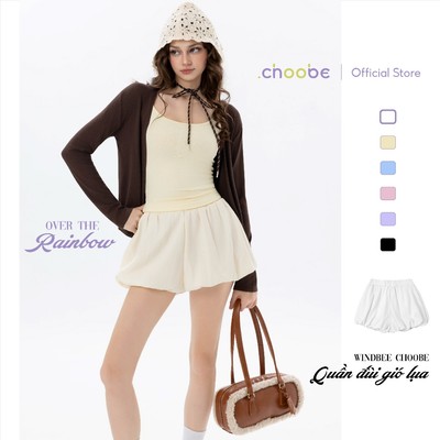 Quần đùi nữ gió lụa Choobe vải gió lụa mềm có lớp lót short cạp chun co giãn tốt QS18