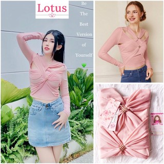 Lotus Áo Thun Nữ Màu Hồng Baby Dễ Thương , Dễ Phối Quần Jeans và Chân Váy | Áo Tay Dài Croptop Dáng Ôm Body Sexy Dự Tiệc