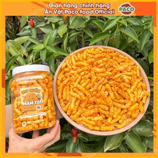   MÓN MỚI HOT  nui chiên mắm tỏi phi  snack ăn vặt Paco Food chuẩn vị thơm lừng ngon giòn ăn cực dính nhâm nhi hủ 300g 