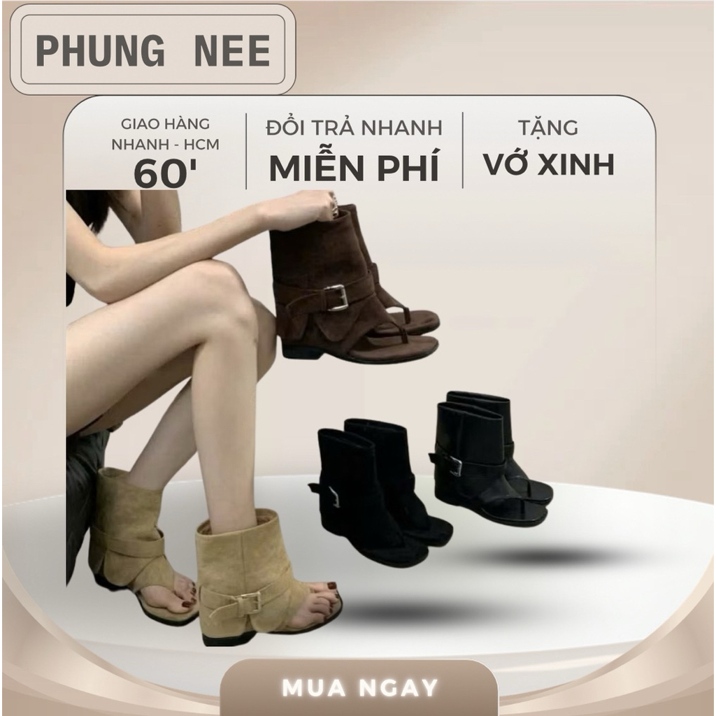 Sandal Nữ Gladiator Cao Cổ Da Lộn – Phong Cách Cá Tính, Thời Trang Xu Hướng – 2 Màu Đen / Be