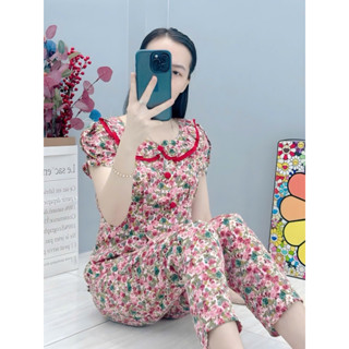  Đồ Bộ Áo Cổ Bèo Quần Dài Vải Lụa Mango Size Từ 47-75 Kí 