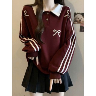   NỈ 2DA LOẠI 1 Áo Sweater polo nữ thu đông - mặc được 4 mùa chất nỉ mặt vải phủ nhung tuyết dày đẹp in hình nơ dễ thương 