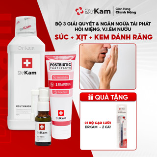 Combo Chuẩn Y Khoa DrKam - Nước Súc Miệng Xịt  Miệng Và Kem Đánh Răng Sinh Học 110g Khử Hôi Miệng Giảm Viêm Nướu