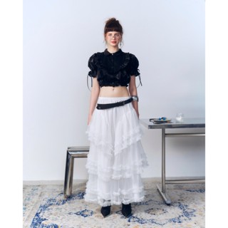  Ivy Top - Remmus | Áo sơ mi tay bồng cổ tròn vải organza giả da có bọc viền hạn chế ngứa 