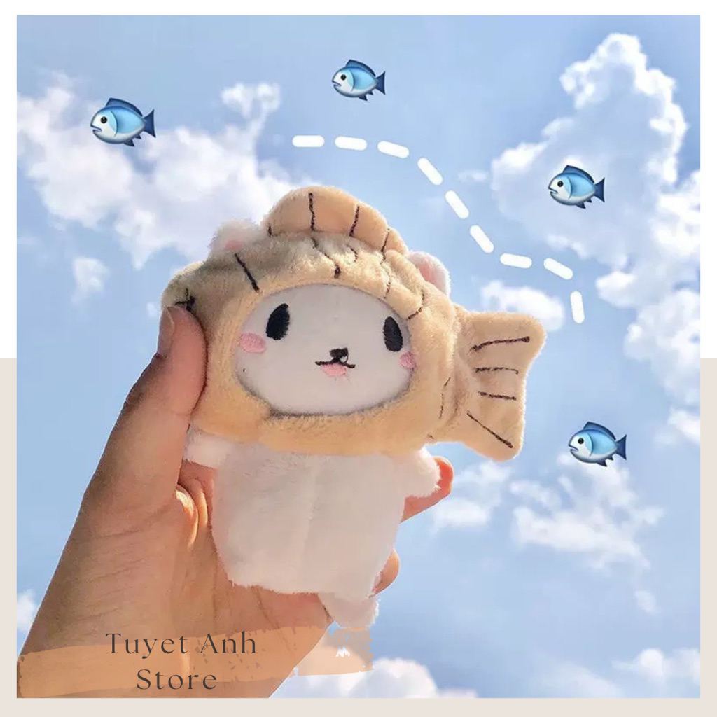 MÓC KHOÁ BÔNG MÈO ĐỘI MŨ CÁ
