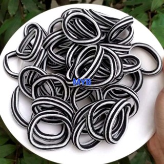 Túi 48 Dây cột tóc sọc trắng đen cứng,ít giản (cở nhỏ 4cm)