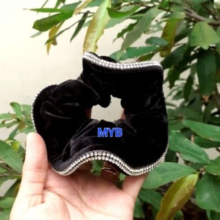 Cột tóc nhung đính hạt 2 hàng (cở 10-13cm)