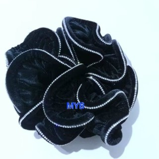 Combo 2 Dây cột tóc vải nhung màu đen đính hạt 1 hàng (Ảnh thật)