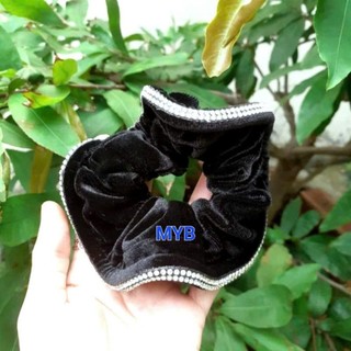 Cột tóc nhung đính hạt 2 hàng (cở 10-13cm)