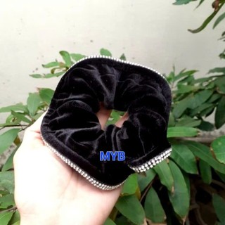 Cột tóc nhung đính hạt 2 hàng (cở 10-13cm)