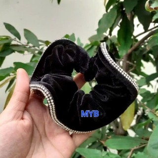 Cột tóc nhung đính hạt 2 hàng (cở 10-13cm)