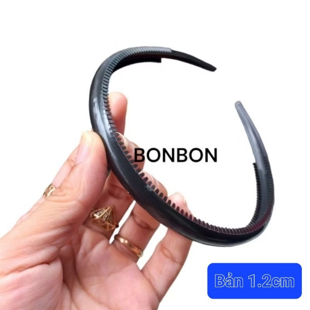 Combo 5 cái Bờm cài tóc trơn có răng giữ chắc tóc (bản 1.2cm)