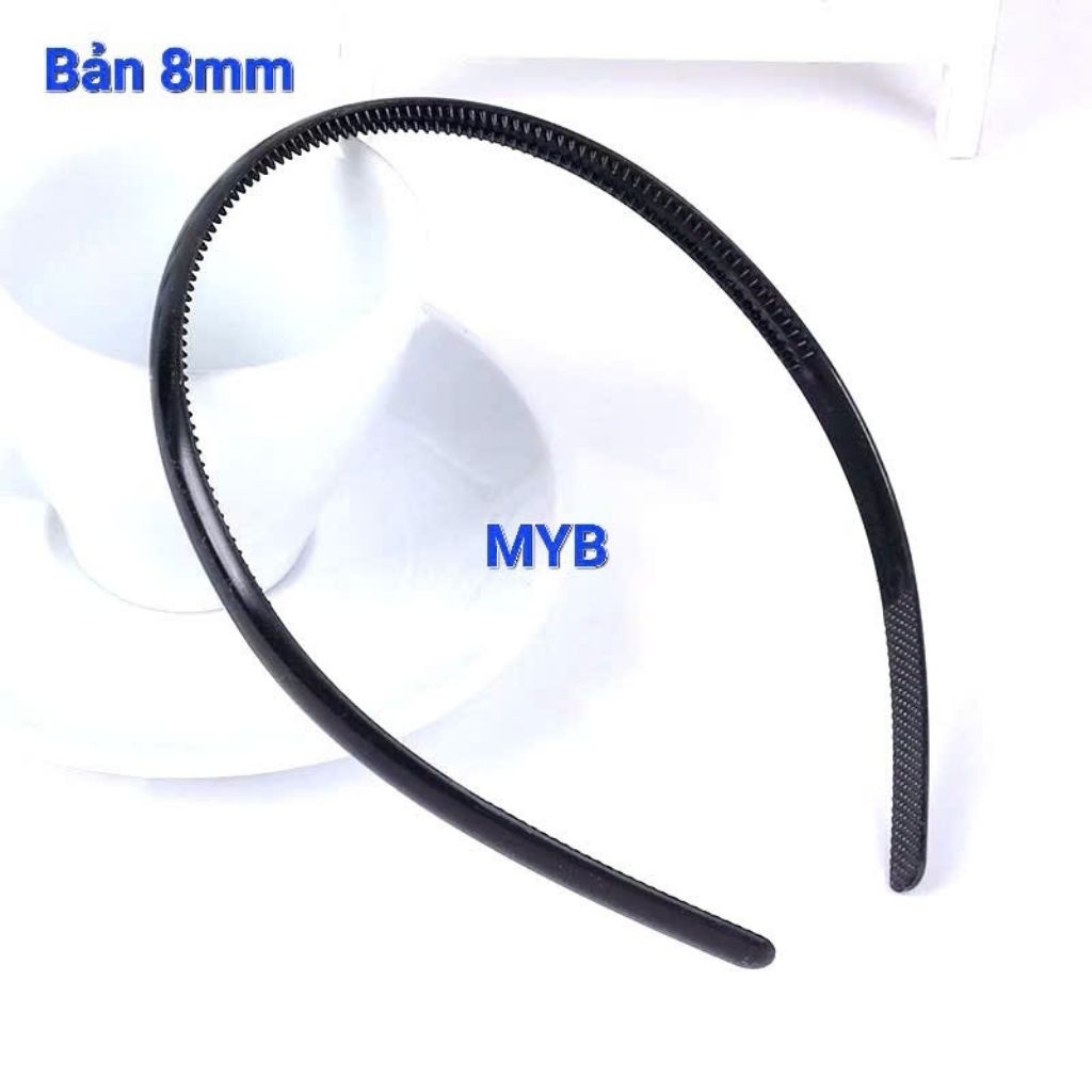 Combo 5 cái Bờm cài tóc nhựa mềm màu đen (bản 8mm)