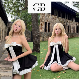  Váy đen đính nơ dự tiệc cúp ngực công chúa sexy   đầm xoè phối nơ dáng phồng tôn dáng sang chảnh đi tiệc đi chơi 