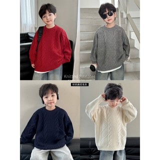  Áo Len Cổ Tròn Vặn Thừng Bé Trai hãng AOAOKIDS - Chất Len Cao Cấp Mềm Mịn Dày Dặn Cho Bé Từ 2-10 Tuổi 
