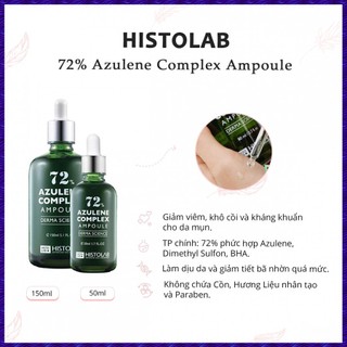 Tinh Chất Serum Histolab Azulene Complex Ampoule 72% - Giảm ngừa mun và Kiểm soát dầu nhờn 50ml