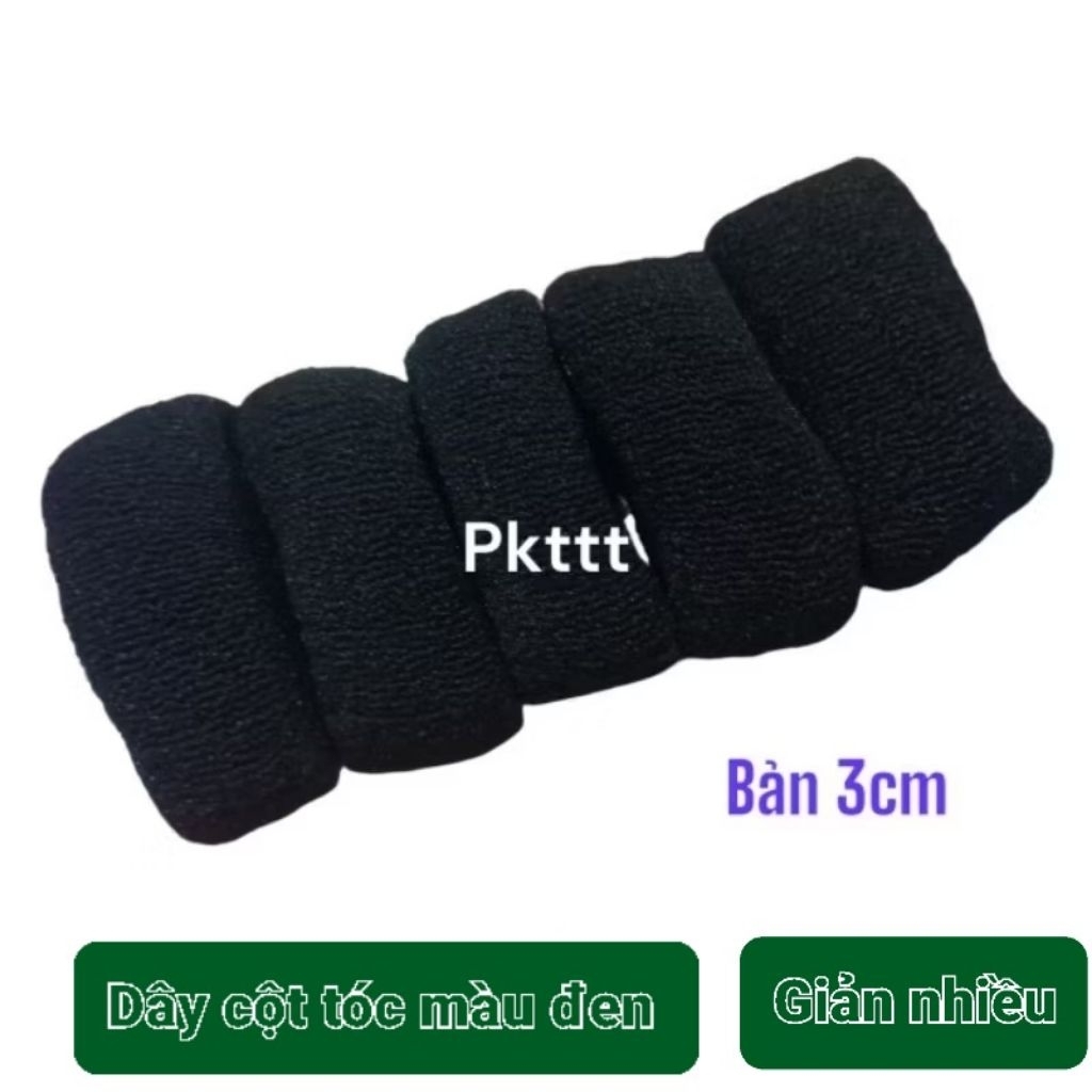 Combo 10 cột tóc trơn màu đen giản nhiều (bản 2- 3cm)