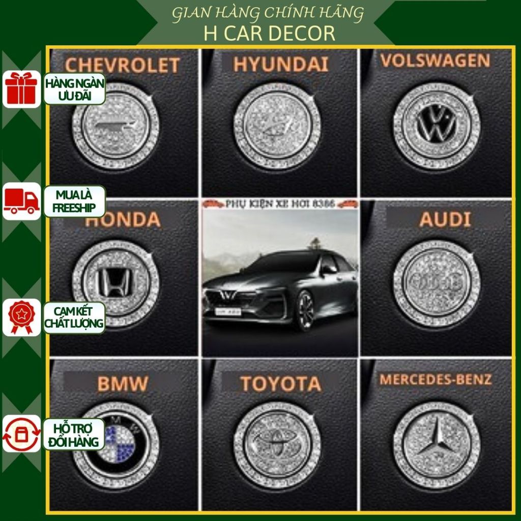 Đính đá Nút Start/Stop cho các hãng xe ô tô - Đính đá Sang trọng ô tô - Đính Đá ô tô