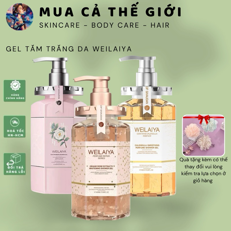 [CTY] Gel tắm trắng da Weilaiya | Sữa tắm cánh Hoa hồng tươi Weilaiya