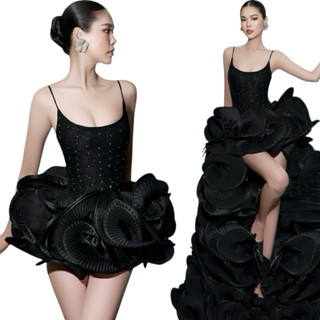 580 - Đầm Body Hai Dây  Đính Tà Bèo Xoè Cao Cấp , Quyến Rũ , Sang Trọng