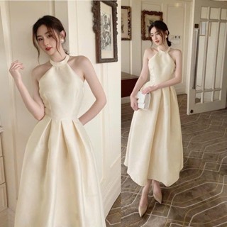  A117 Đầm tiểu thư cổ yếm cao cấp  có túi sườn  chiết eo hở lưng tôn dáng phù hợp dự tiệc sang trọng Akara Closet 