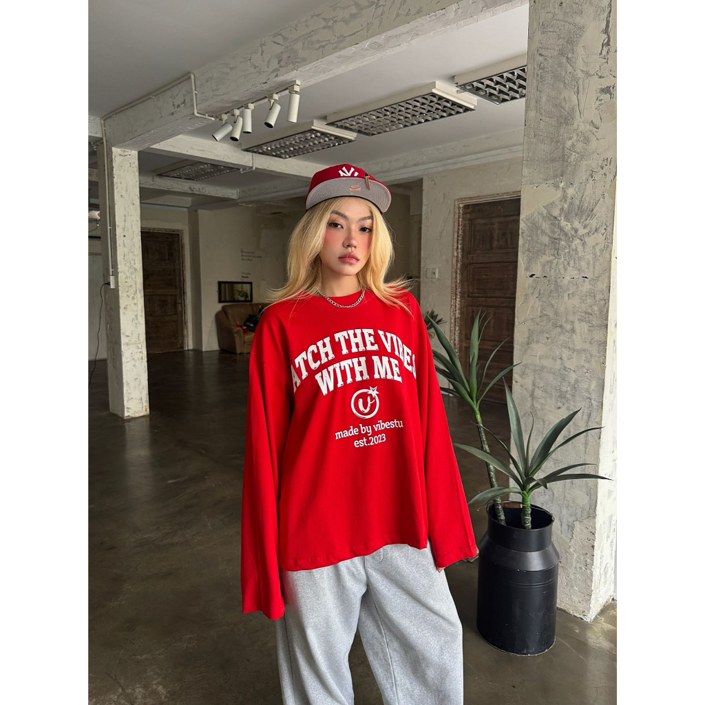 Áo Thun Tay Dài Boxy VIBESTU '' Longsleev With Me '' Form Unisex 250Gsm Cotton | BigBuy360 - bigbuy360.vn