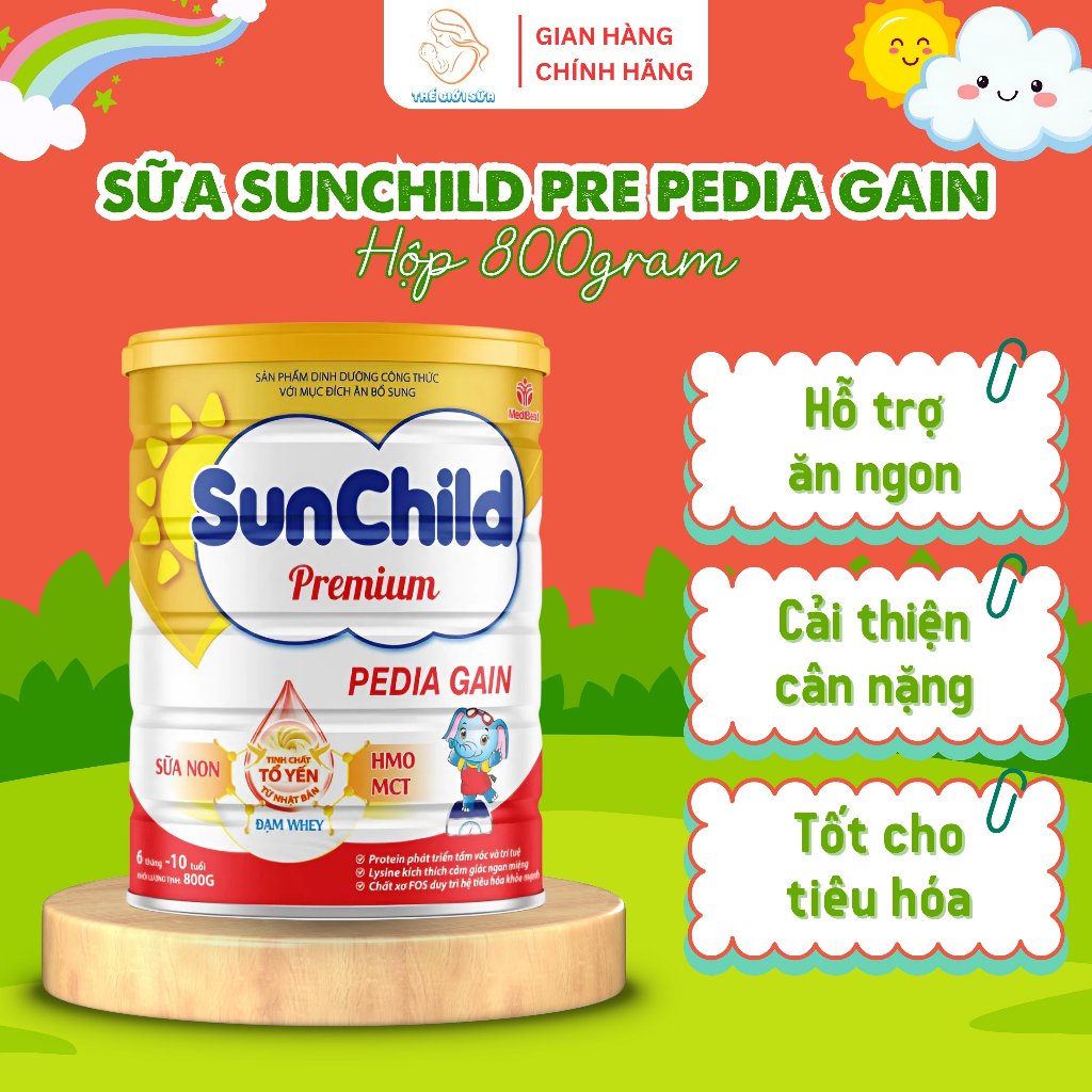 SunChild Pedia Gain – Sữa Dinh Dưỡng Cho Trẻ Biếng Ăn, Tăng Cân Hiệu Quả