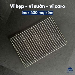  Vỉ nướng inox 430 mạ kẽm nướng thịt trên bếp than hình chữ nhật có tay cầm loại thường rẻ 