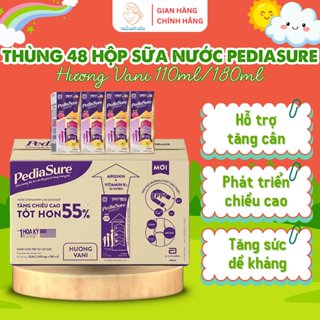 Thùng 48 Hộp Sữa Nước PediaSure Vani 110ml/180ml – Tăng Cân, Phát Triển Chiều Cao