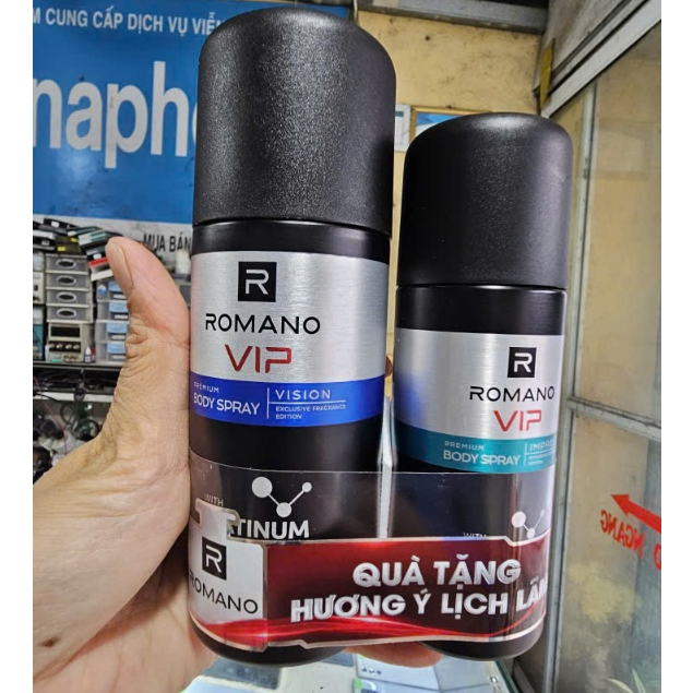 Xịt Khử Mùi Vip Romano 150Ml (MUA 1  CHAI 150ML TẶNG 1 CHAI 65ML)LƯU HƯƠNG LÂU